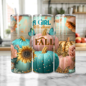 20oz Skinny Tumbler - Fashion Pumpkins