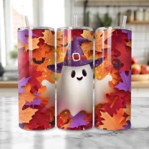 20oz Skinny Tumbler - Fall Leaves Ghost