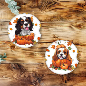 Car Coasters - Cavaliers in Pumpkins