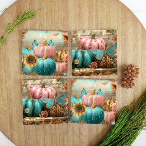 Square Ceramic Coasters - Fashion Pumpkins