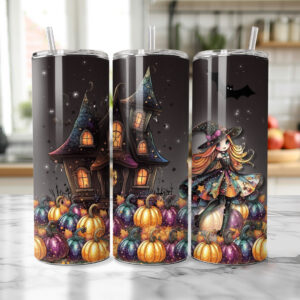 20oz Skinny Tumbler - Enchanting & Spooky Haunted House