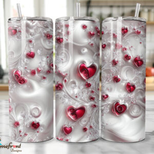 20oz Skinny Tumbler - Pearl Hearts and Rose